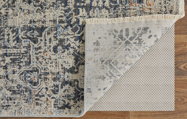 Homeroots 3' X 5' Ivory And Gray Abstract Power Loom Worn Faded Area Rug With Fringe Ivory Polypropylene 567270