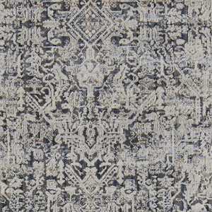 Homeroots 10' Ivory And Gray Abstract Power Loom Worn Faded Runner Rug With Fringe Ivory Polypropylene 567271