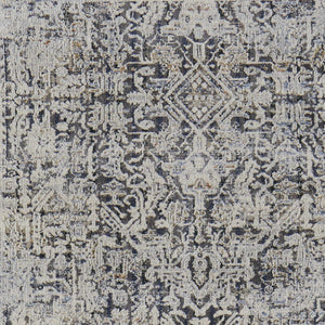 Homeroots 10' Ivory And Gray Abstract Power Loom Worn Faded Runner Rug With Fringe Ivory Polypropylene 567271