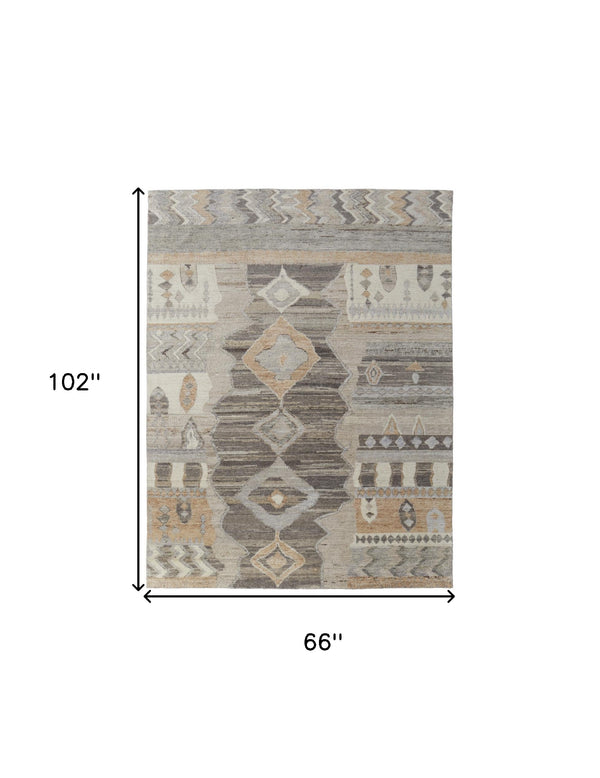 Homeroots 6' X 9' Ivory Gray And Orange Wool Moroccan Hand Knotted Area Rug Ivory Wool 567286