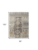 Homeroots 6' X 9' Ivory Gray And Orange Wool Moroccan Hand Knotted Area Rug Ivory Wool 567286