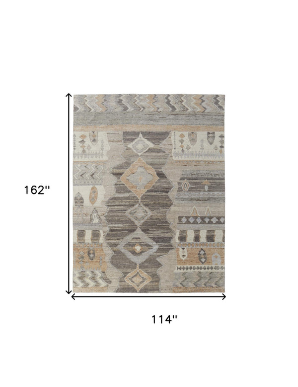 Homeroots 9' X 13' Ivory Gray And Orange Wool Moroccan Hand Knotted Area Rug Ivory Wool 567288