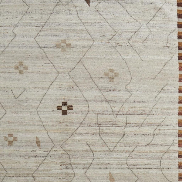 HomeRoots 6' X 9' Ivory and Tan Hand-Knotted Wool Moroccan Area Rug - Timeless Elegance for Any Space! 567289