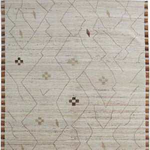 HomeRoots 6' X 9' Ivory and Tan Hand-Knotted Wool Moroccan Area Rug - Timeless Elegance for Any Space! 567289
