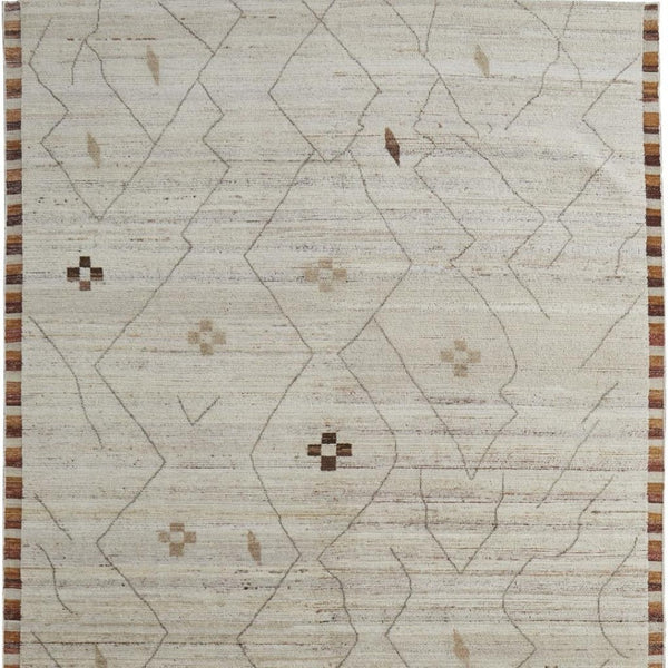 HomeRoots 6' X 9' Ivory and Tan Hand-Knotted Wool Moroccan Area Rug - Timeless Elegance for Any Space! 567289