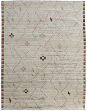 HomeRoots 6' X 9' Ivory and Tan Hand-Knotted Wool Moroccan Area Rug - Timeless Elegance for Any Space! 567289