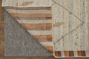 HomeRoots 8' X 10' Hand-Knotted Moroccan Wool Area Rug in Ivory & Tan - Luxurious, Durable, and Unique Decor 567290