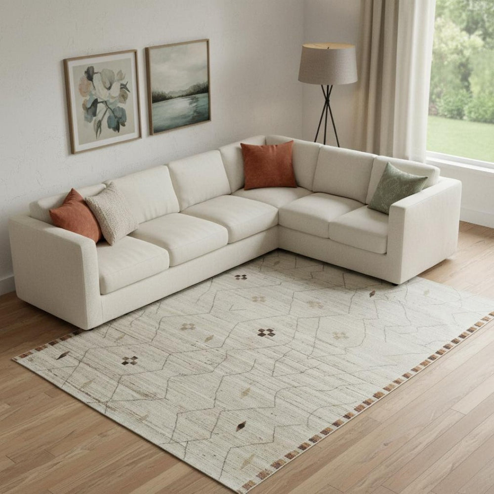 HomeRoots 8' X 12' Hand-Knotted Ivory & Tan Moroccan Wool Area Rug – Cozy, Durable, and Artisanal Elegance 567291