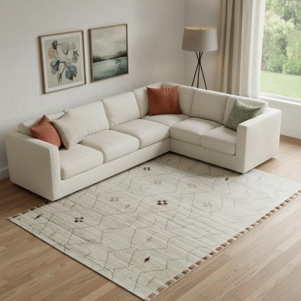HomeRoots 8' X 12' Hand-Knotted Ivory & Tan Moroccan Wool Area Rug – Cozy, Durable, and Artisanal Elegance 567291