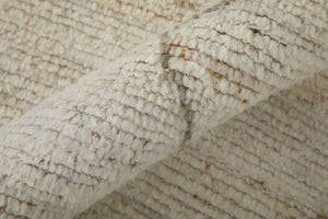 HomeRoots 9' Hand-Knotted Ivory & Tan Moroccan Wool Area Rug - Elegant, Durable, Perfect for Family Spaces! 567292