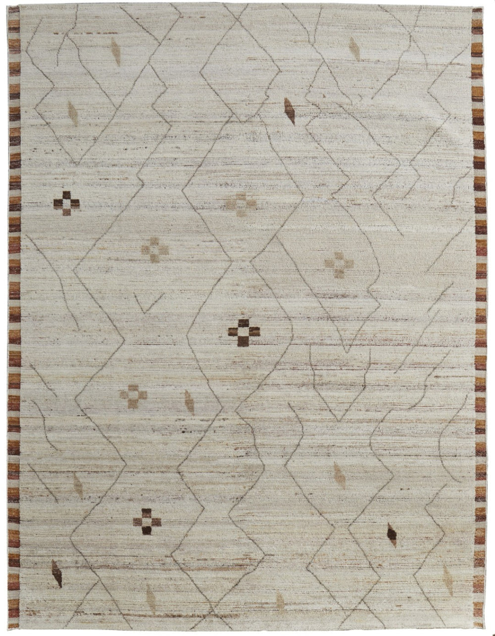 HomeRoots 9' Hand-Knotted Ivory & Tan Moroccan Wool Area Rug - Elegant, Durable, Perfect for Family Spaces! 567292