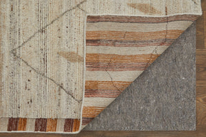 HomeRoots 2' X 3' Ivory and Tan Hand-Knotted Wool Moroccan Area Rug - Soft, Stain-Resistant, Unique Charm! 567293