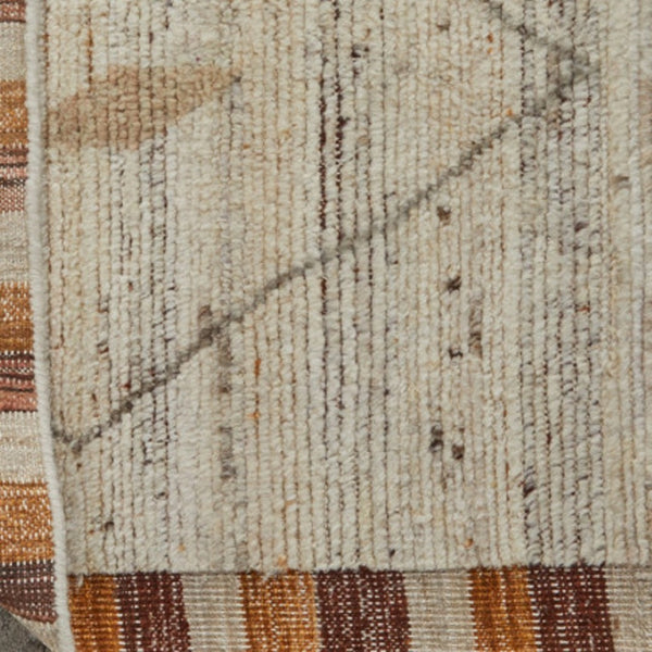 HomeRoots 2' X 3' Ivory and Tan Hand-Knotted Wool Moroccan Area Rug - Soft, Stain-Resistant, Unique Charm! 567293