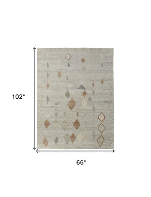 HomeRoots 6' Hand-Knotted Moroccan Wool Area Rug - Elegant Tan, Brown & Gray Design for Cozy Living Spaces 6' X 9' 567294