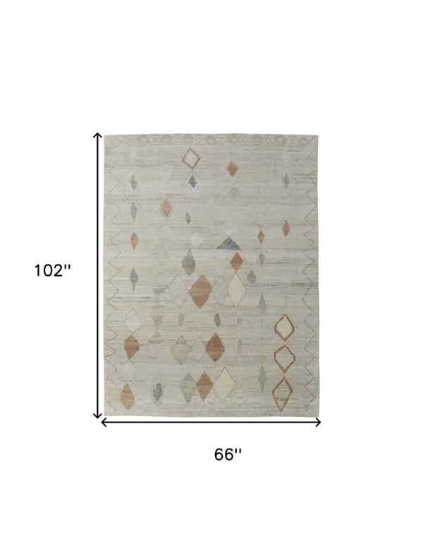HomeRoots 6' Hand-Knotted Moroccan Wool Area Rug - Elegant Tan, Brown & Gray Design for Cozy Living Spaces 6' X 9' 567294