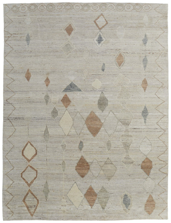 HomeRoots 6' Hand-Knotted Moroccan Wool Area Rug - Elegant Tan, Brown & Gray Design for Cozy Living Spaces 8' X 10' 567295