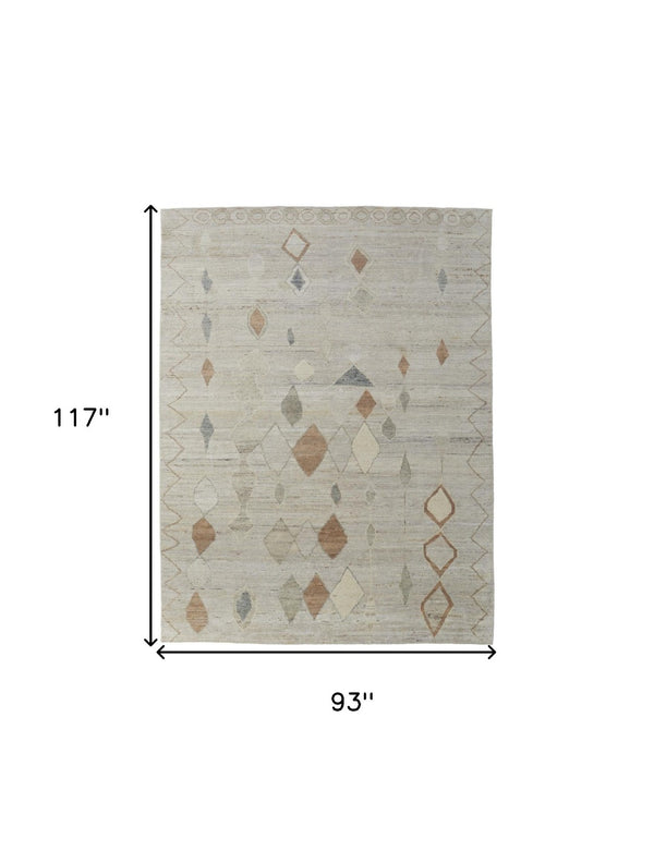 HomeRoots 6' Hand-Knotted Moroccan Wool Area Rug - Elegant Tan, Brown & Gray Design for Cozy Living Spaces 8' X 10' 567295