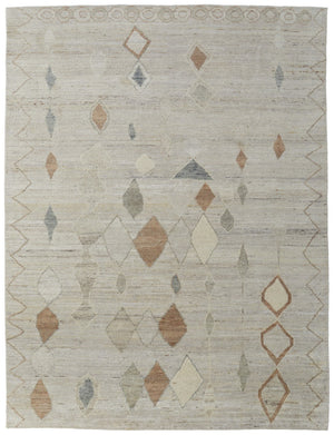 HomeRoots 6' Hand-Knotted Moroccan Wool Area Rug - Elegant Tan, Brown & Gray Design for Cozy Living Spaces 8' X 10' 567295