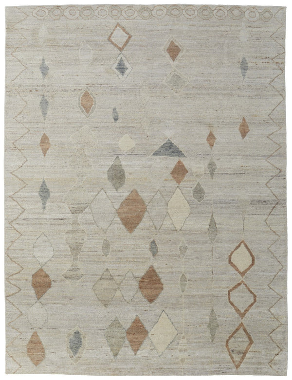HomeRoots 6' Hand-Knotted Moroccan Wool Area Rug - Elegant Tan, Brown & Gray Design for Cozy Living Spaces 8' X 10' 567295