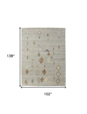 HomeRoots 6' Hand-Knotted Moroccan Wool Area Rug - Elegant Tan, Brown & Gray Design for Cozy Living Spaces 8' X 12' 567296