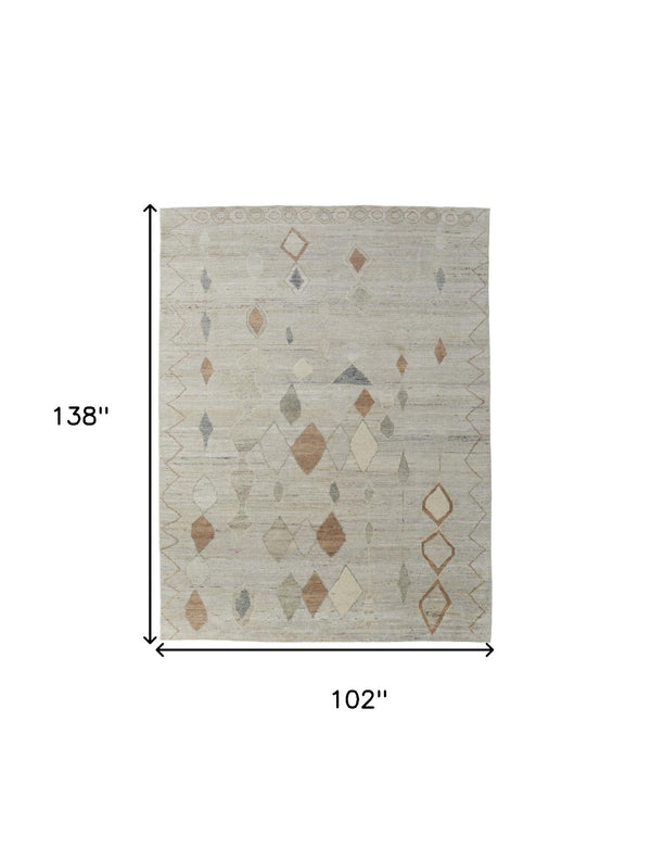HomeRoots 6' Hand-Knotted Moroccan Wool Area Rug - Elegant Tan, Brown & Gray Design for Cozy Living Spaces 8' X 12' 567296