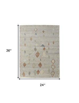HomeRoots 6' Hand-Knotted Moroccan Wool Area Rug - Elegant Tan, Brown & Gray Design for Cozy Living Spaces 2' X 3' 567297