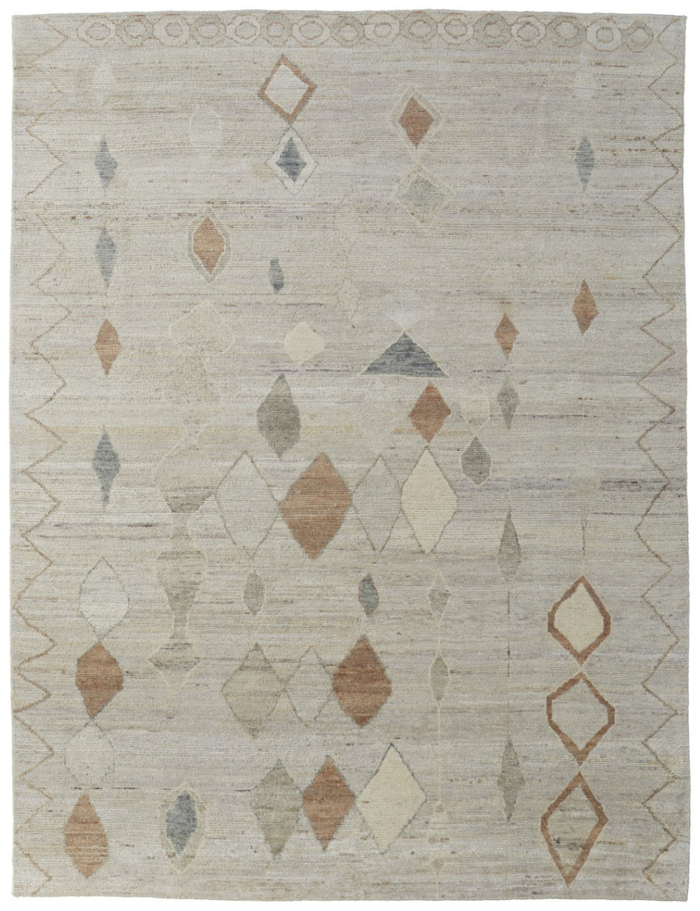 HomeRoots 6' Hand-Knotted Moroccan Wool Area Rug - Elegant Tan, Brown & Gray Design for Cozy Living Spaces 2' X 3' 567297