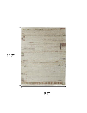 HomeRoots 6' Hand-Knotted Wool Abstract Area Rug in Gray, Tan, and Green – Modern Design for Any Space 8' X 10' 567299