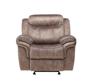 English Elm Zubaida Velvet Glider Recliner with Tufted Tight Back, Pocket Coil Seat & Pillow-Top Arms, 65" Chocolate 41 L x 31 W x 26 H B2726P253083