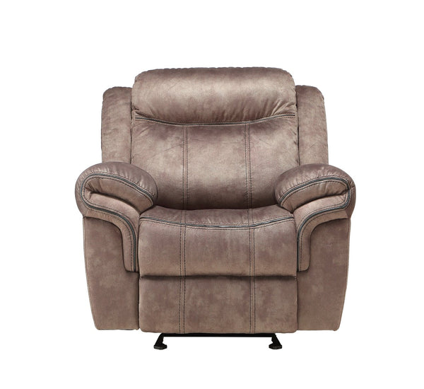 English Elm Zubaida Two Tone Velvet 3PCS Recliner Living Room Set with Tufted Design, Pillow Arms & Smooth Recline Chocolate 41 L x 31 W x 26 H B2726S00195