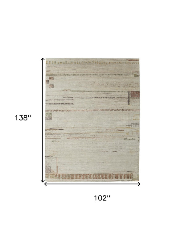 HomeRoots 6' Hand-Knotted Wool Abstract Area Rug in Gray, Tan, and Green – Modern Design for Any Space 8' X 12' 567300