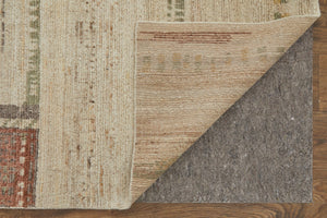 HomeRoots 6' Hand-Knotted Wool Abstract Area Rug in Gray, Tan, and Green – Modern Design for Any Space 9' X 13' 567301