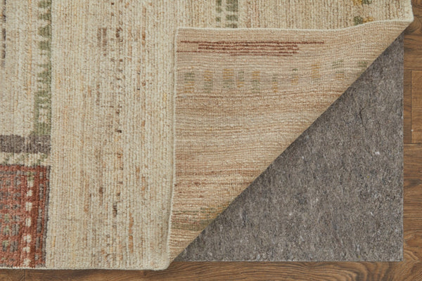 HomeRoots 6' Hand-Knotted Wool Abstract Area Rug in Gray, Tan, and Green – Modern Design for Any Space 9' X 13' 567301