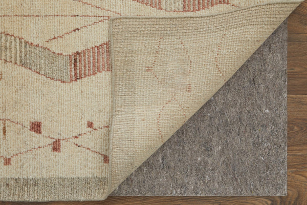HomeRoots 6' Gray and Red Wool Geometric Hand-Knotted Area Rug for Contemporary Style and Comfort 6' X 9' 567303