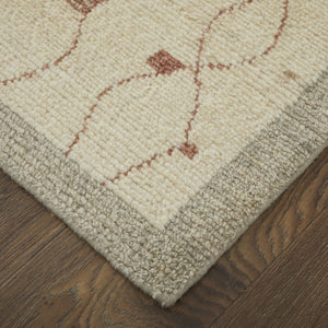 HomeRoots 6' Gray and Red Wool Geometric Hand-Knotted Area Rug for Contemporary Style and Comfort 2' X 3' 567307