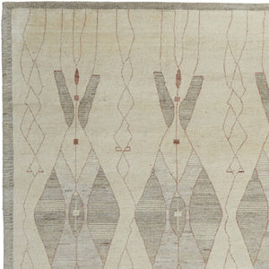 HomeRoots 6' Gray and Red Wool Geometric Hand-Knotted Area Rug for Contemporary Style and Comfort 2' X 3' 567307