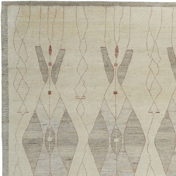 HomeRoots 6' Gray and Red Wool Geometric Hand-Knotted Area Rug for Contemporary Style and Comfort 2' X 3' 567307