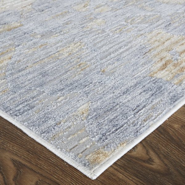 Homeroots 3' X 5' Ivory Tan And Blue Ombre Power Loom Area Rug Gray Polyester 567312