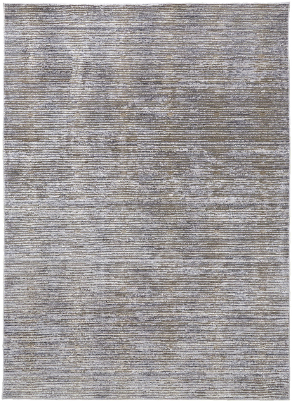 Homeroots 3' X 5' Taupe And Silver Abstract Power Loom Worn Faded Area Rug Taupe Polyester 567316