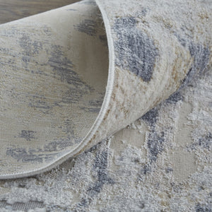HomeRoots 5' Modern Abstract Area Rug in Ivory, Gray, and Blue - Durable, Stain-Resistant, and Elegant Design 8' X 10' 567319