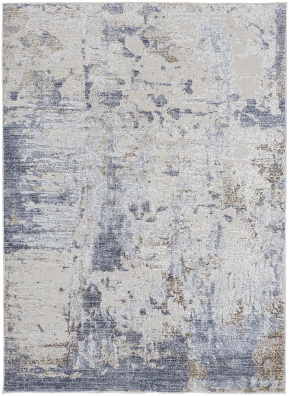 HomeRoots 5' Modern Abstract Area Rug in Ivory, Gray, and Blue - Durable, Stain-Resistant, and Elegant Design 10' X 13' 567320