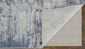 HomeRoots 5' Modern Abstract Area Rug in Ivory, Gray, and Blue - Durable, Stain-Resistant, and Elegant Design 10' Runner 567321