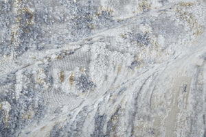 HomeRoots 5' Modern Abstract Area Rug in Ivory, Gray, and Blue - Durable, Stain-Resistant, and Elegant Design 8' Runner 567322
