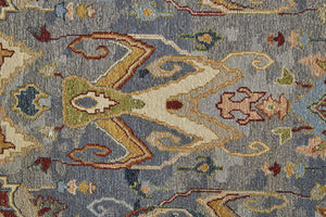 Homeroots 4' X 6' Blue Gray And Brown Wool Ikat Hand Knotted Area Rug With Fringe Blue Wool 567335