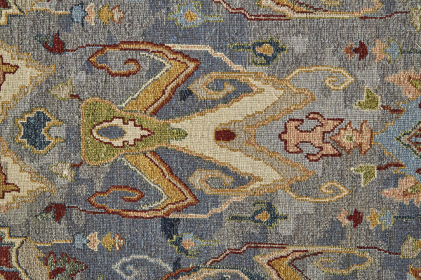 Homeroots 6' X 9' Blue Gray And Brown Wool Ikat Hand Knotted Area Rug With Fringe Blue Wool 567336