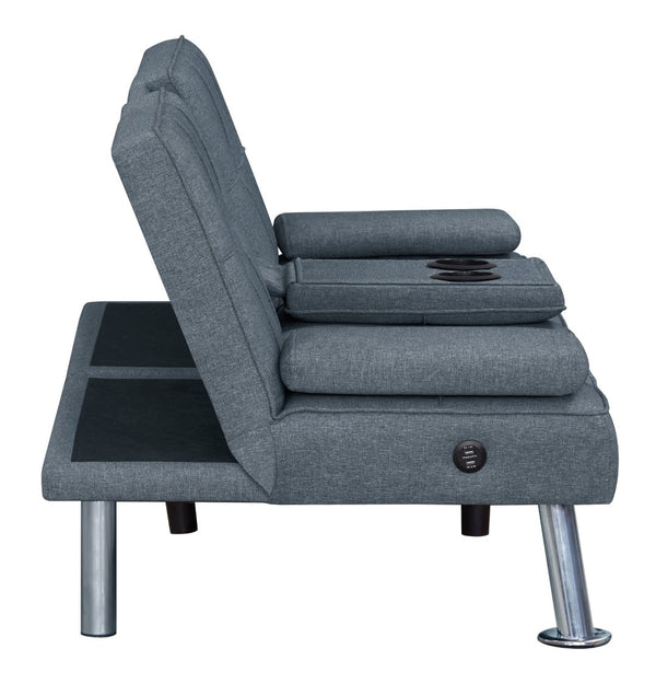 English Elm Modern Tufted Charcoal Futon Sofa Bed with Usb Charging and Built-in Cupholders B011P484416