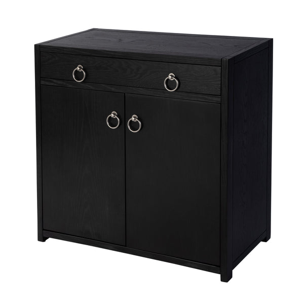 Butler Specialty Lark Rectangular Wood Accent Storage Cabinet With Stylish Gold Hardware Charm Black Mdf,Acacia Solids,Acacia Veneers 5673432-butler