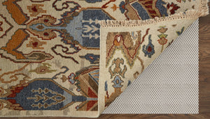 HomeRoots 4' Hand-Knotted Wool Ikat Area Rug in Blue-Gray and Brown – Timeless Charm for Any Room 9' X 13' 567351