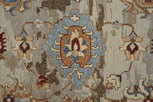 Homeroots 9' X 13' Tan Brown And Gray Wool Floral Hand Knotted Area Rug With Fringe Brown Wool 567358