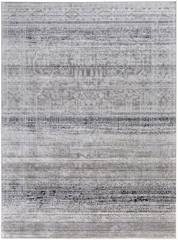Homeroots 5' X 8' Black And Gray Abstract Power Loom Worn Faded Area Rug Taupe Polyester 567368